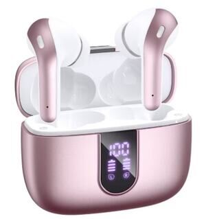 Tagry X8 Bluetooth Wireless Earbuds, Pink, Power Display, Charging Case, NWT